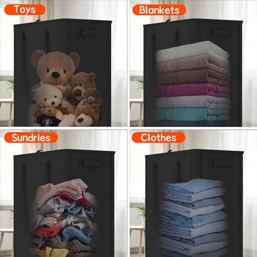 Slim Laundry Hamper with Wheels,25 Gal (95L) Rolling Laundry Basket with lid and wheels Clothes Hamper Foldable Tall Dirty Clothes Basket Sturdy Collapsible Clothes Hamper for Dorm,Laundry Room - Thumbnail 6