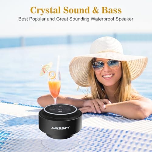 HAISSKY Bluetooth Shower Speakers, Portable Wireless Speaker with Suction Cup, IP67 Waterproof Speaker Pairs Easily to Phones, Tablets, Computer, Gift for Men & Women - Thumbnail 2