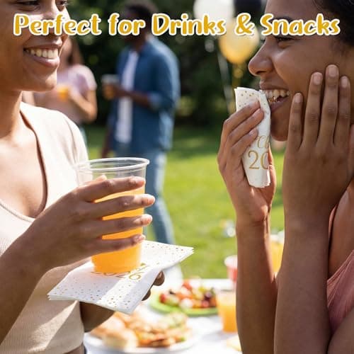 NatNarr 60 Pcs 2026 Graduation Napkins, Class of 2026 Disposable Hand Towels for Bathroom Gold Foil Dots Dinner Guest Napkins for High School College Congrats Celebration Party - Thumbnail 5
