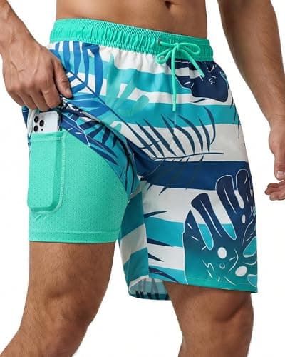 7 Inch Men Swim Trunks Compression Liner Quick Dry Swimwear Bikini Swimsuit Bathing Suit Water Shorts Beach Trip Essentials Summer Vacation Must Have Travel Accessories Need Gear Gift Item Gadget 2025 - Image 1