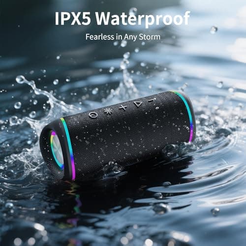 IHE Bluetooth Speaker - HD Sound, IPX5 Waterproof, Up to 20H Playtime, TWS Pairing, BT 5.3, Portable Wireless Speaker for Home, Party, Beach & Outdoor, Black - Thumbnail 3