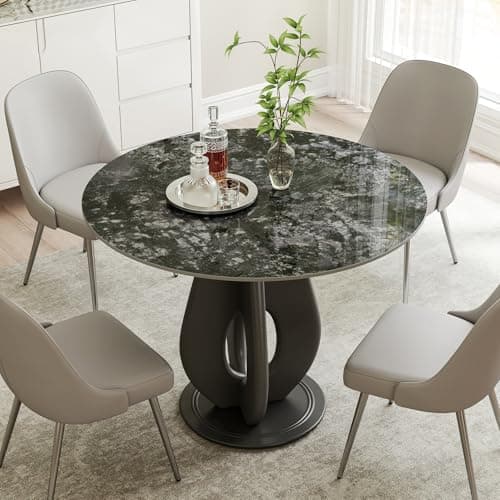 SSTBLEV 23.6″ Round Sandstone Sintered Stone Table Top - Heat Resistant Waterproof for Dining Table, Office Desk, Bar, Patio - Thumbnail 2