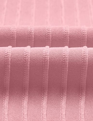 JUSTFASHIONNOW Womens Short Sleeve Tops Business Casual Tops for Women Crew Neck Basic Tees Textured Work Shirts Office Outfits(Pink,XXL) - Thumbnail 3