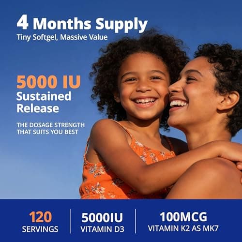 LincNutri Vitamin D3 K2 5000IU, MK-7 100mcg - Third Party Tested, 120 Softgels, Non-GMO, Keto - Easy to Swallow for Bone & Heart Health - Gluten, Soy, Dairy & Egg Free, 4-Month Supply - Thumbnail 5