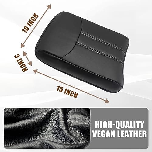 Muslogy Center Console Armrest Cover Fit for Honda Pilot 2023-2026, 2024-2026 Ridgeline/Passport Accessories, Comfort Armrest Pad Console Lid Cushion Vegan Leather Regular Thick(Black/White Trim) - Thumbnail 6