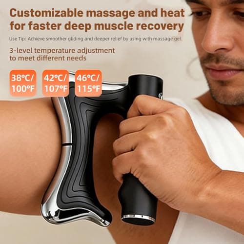 OTBK Professional Heated Muscle Scraper—3-in-1 Electric Fascia Massager with Independent Heat Control (38-46°C), 3-Level Vibration & Pulse—Portable Cordless for Athletes & Office Use - Thumbnail 3