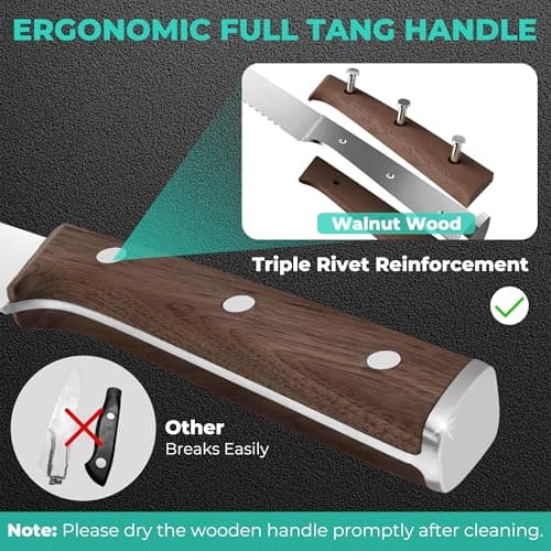 HAUSHOF Bread Knife with Sheath, 8-Inch Serrated Bread Knife for Homemade Bread, 5Cr15Mov Premium Stainless Steel Bread Cutter with Gift Box for Mom Dad, Full Tang and Ergonomic Handle - Thumbnail 3