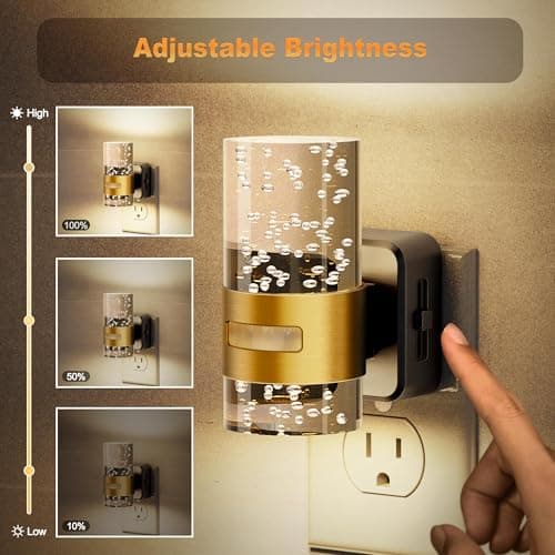 JandCase Motion Sensor Night Light, Night Lights Plug into Wall,3000K Soft White 0-100 LM Dimmable LED Night Light, Motion Activated Nightlight for Bathroom Hallway Decor - Thumbnail 2