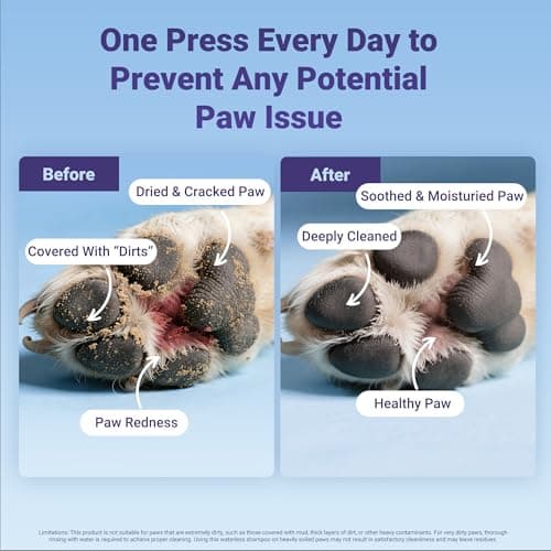 UZENEY Pet Paw Cleaner, No-rinse Dog Paw Washer, Waterless Foam Foot Cleanser for Larger Dogs&Small Dogs&Cats, Built-in Scrubber Brush for Dirty and Muddy Paw, Safe Ingredient, pH-balanced, 5.07 fl.oz - Thumbnail 4