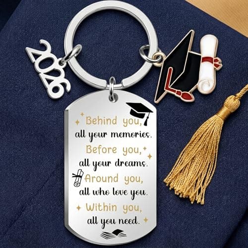Hyloxs 2026 Graduation Keychain, Bulk Party Favors Souvenir for High School and College Students, Inspirational Gift for Him or Her (Silver-With You) - Thumbnail 2