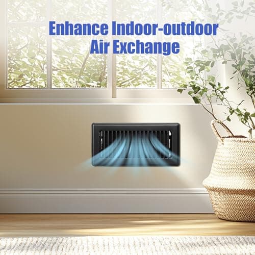 Floor Register 4x10, Floor Vent Covers for Home Floor, Sidewall, Heavy Duty Steel Walkable Floor Grates, Adjustable Air Vent Covers Rust Proof Finish, 4" x 10'' Floor Vent, 6 Pack, Black - Thumbnail 6