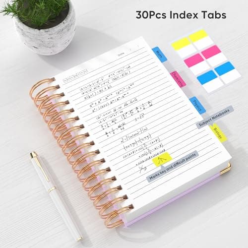 MSTONAL Lined Spiral Journal Notebook for Women Men, Medium A5 300 Pages, College Ruled Hardcover Notebooks for Work and Note Taking, Journals for Writing - Purple - Thumbnail 4