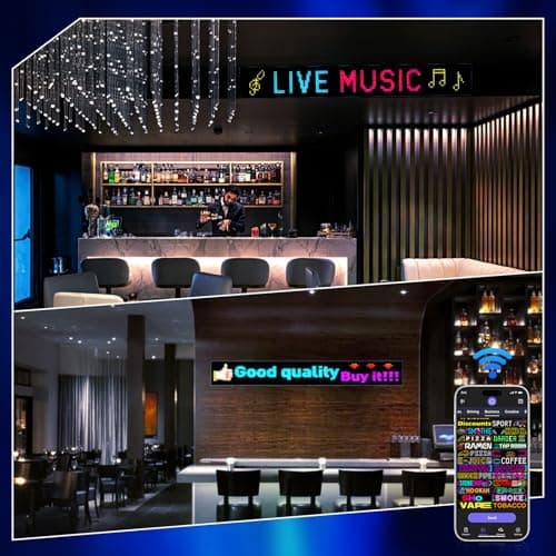 Large Programmable LED Sign, P10 Resolution Indoor Windows LED Signs, Bluetooth APP, for Business Bars Gaming Rooms Restaurants Festivals Cars (58"x 8") - Thumbnail 4