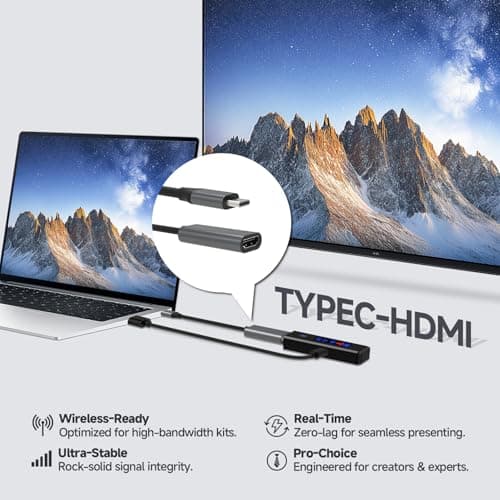 USB C to HDMI Adapter, Support 4K@60Hz Max,Compatible with 2K 1080P,USB Type-C to HDMI 2.0/2.0b Converter for MacBook, iPad, Laptop, Monitor, TV - Plug & Play, 18Gbps - Thumbnail 2