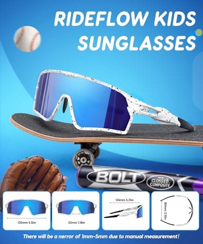 RIDEFLOW Kids Sunglasses Kids Sports Sunglasses UV Protection for 3-12 Boys Girls Baseball Softball Cycling-RIFO - Thumbnail 5