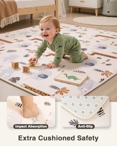 Baby Play Mat for Floor,1.2" Thick 50x50 Playpen Mat,Safe Padding Tummy Time Mats for Babies and Infants Toddlers,Cushioning Foam Mats for Kids Crawling,Non-Slip Baby Playmat,Yoga,Tatami,Nursery Rug - Thumbnail 3