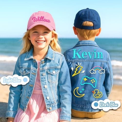 Individz Personalized Kids Denim Jacket with Name, Custom Embroidery kid Jean Jackets, 1-10 Years Old Girls Birthday Christmas Gifts - Thumbnail 3