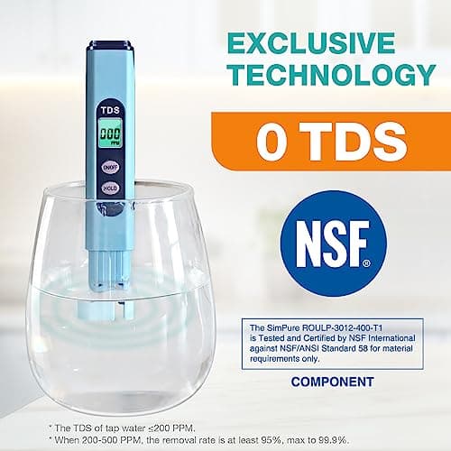 SimPure T1-400UV Tankless Reverse Osmosis System with UV, NSF/ANSI 58 Certified, Under Sink RO Water Filter System 400 GPD, 8 Stage Filtration Near 0 TDS, Built-in Pump, BPA Free, 1.5:1 Pure to Drain - Thumbnail 2