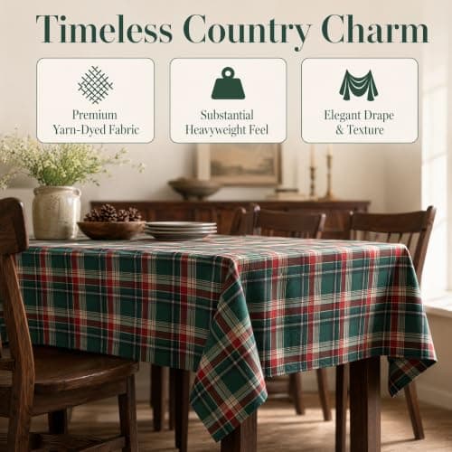 UWWGKK 55x102 Inch Plaid Tablecloth Rectangle Woven Checkered Table Cover - Thumbnail 5