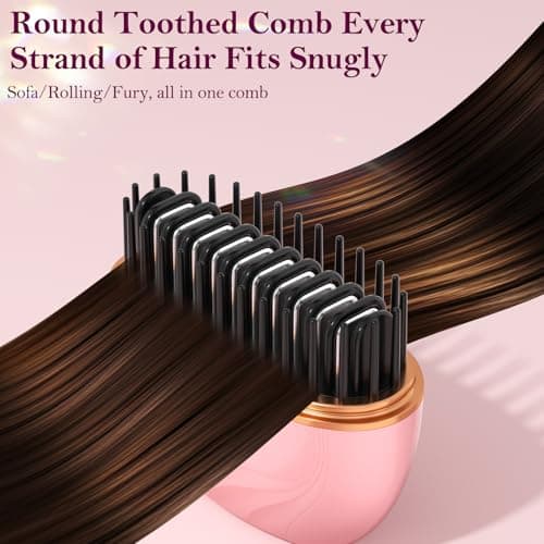 Mini Hair Straightener Brush, Rechargeable Portable Hair Straightener Brush, 3-Speed Temperature Control All Hair Types, Anti Scald Shell,Fast Heating Hot Comb, Idea for Travel Gift Hair Straightener - Thumbnail 2