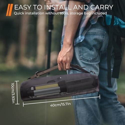 Geisofu Rechargeable Work Light with Stand, Outdoor LED Cordless Camping Light with Portable Telescopic Bracket, 3.7 Ft Tall 6AH Battery, 2000 Lumen Construction Lights with Carrying Bag Grey Small - Thumbnail 6