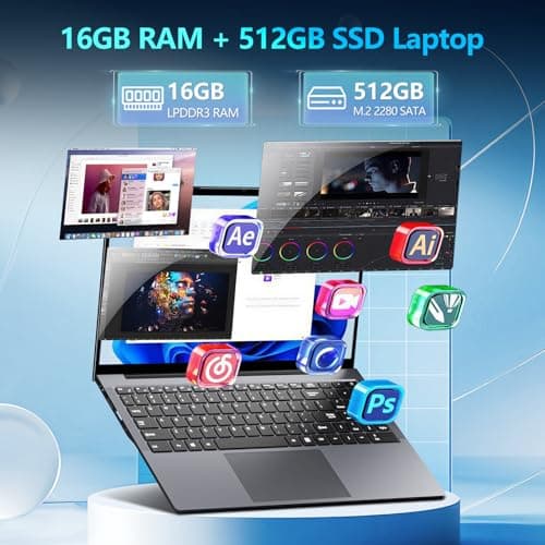 Gaming laptop Core processor (up to 3.40GHz) 16GB RAM 512GB SSD,traditional laptop computers 15.6 Inch FHD Display 1920*1080,with WIFI BT 5.0 Lap top-For Students/Commuters/Business Professionals - Thumbnail 4