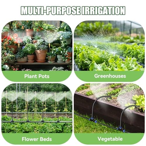 100FT Drip Irrigation Kit System for Garden 360° Adjustable Garden Sprinklers for Yard Watering System with 18 Nozzles Raised Bed Greenhouse Plant Watering Devices Misting System - Thumbnail 6