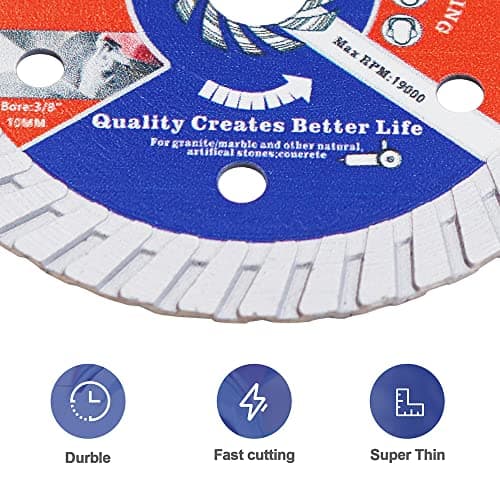 BRSCHNITT Diamond Blade for Concrete Masonry,3pcs 3 Inch (75mm) with Arbor 3/8-Inch (10mm) Dry/Wet Continuous Rim Diamond Cutting Disc for Granite Marble Stone Hard Concrete Reinforced Concrete - Thumbnail 6