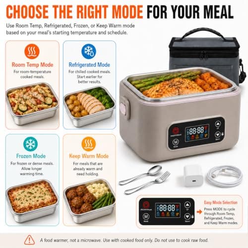 MISS BIG Electric Lunch Box for Adults, Heated Lunch Box for Men, Gray - Thumbnail 5