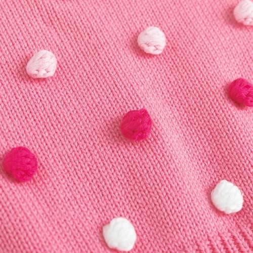 Simplee kids Baby Girl Knit Romper Newborn Sleeveless Jumpsuit with Pompoms Fall Outfit Overall 0-24M - Thumbnail 4