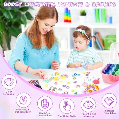 Bracelet Making Kit for Girls 6-12: 24 Colors Rubber Band Friendship Bracelet Kit, Elastic Loom Bands Jewelry DIY Toys, 1400+ Arts and Crafts for Kids Boys Beginners Birthday Christmas Party Gifts - Thumbnail 5