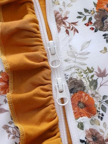 Joonberry Infant Baby Girl Clothing Bamboo Rayon Footies, Newborn outfit Footed Long Sleeve Jumpsuit with Zipper and Mitten Cuffs (Country Ditsy Floral, 12-18M) - Thumbnail 4
