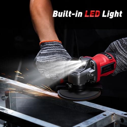 Avhrit Cordless Angle Grinder 4-1/2 Inch, 21V Brushless Battery Grinder Tool with 2×4.0Ah Batteries, Adjustable 3-speed with LED for Metal Cutting, Grinding, Rust Removal - Thumbnail 6