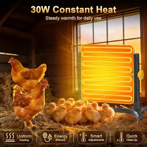 Lobeline Chicken Coop Heater, 50-158℉ Brooder & Chicken Heater for Coop with Smart Thermostat, UL Certified Radiant Heat Plate for Chicks to Hens, 5-Height & 360° Adjustable Angle, Winter Heating - Thumbnail 5