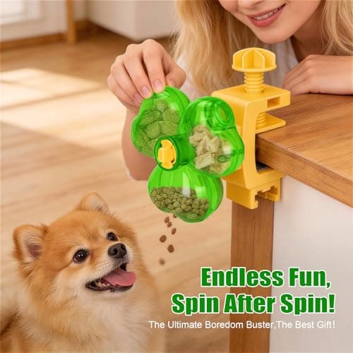 AOFANPET Cat Slow Feeder Puzzle Toy with Clamp Mount, Interactive Clover Treat Dispenser for Small Dogs & Cats, 3 Adjustable Feeding Openings for Dry Food, Enrichment Food Dispenser for Indoor/Outdoor - Thumbnail 2