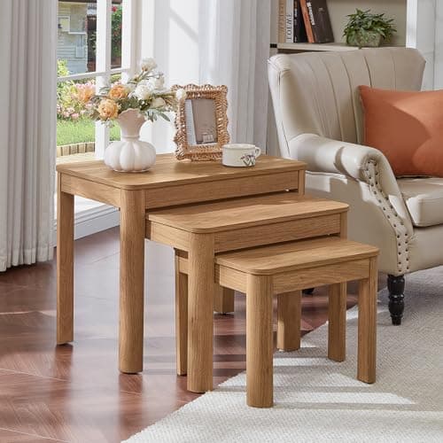 Joaxswe Farmhouse Nesting Tables Set of 3, Brown