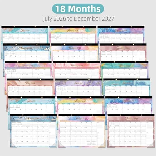 Tcamp Desk Calendar 2026-2027, Large Desktop/Wall Monthly Calendar (Jul. 2026 - Dec. 2027) 17'' x 12'', 18 Months Desk Pad Calendar for Home School Office - Thumbnail 6