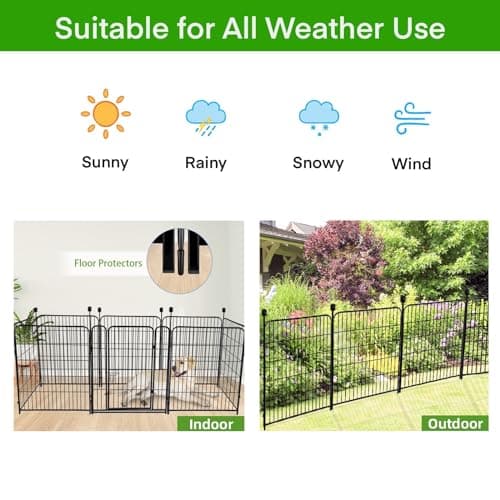 ADAVIN Garden Fencing 36 inch High, 14 Panels Total 31 Ft(L), Animal Barrier Fence, Wide gate Low Threshold, Yard Fence for Dogs, Black Metal Garden Fences and Borders, Outdoor Rabbit Fence - Thumbnail 5