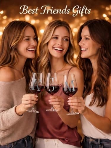 Personalized Wine Glasses with A-Z Custom Initials, Monogram Birthday Wine Gifts for Women, Mom, Wife, Sister, Friend – Elegant Custom Drinking Glass Comes with Gift Box and Greeting Card (B) - Thumbnail 5
