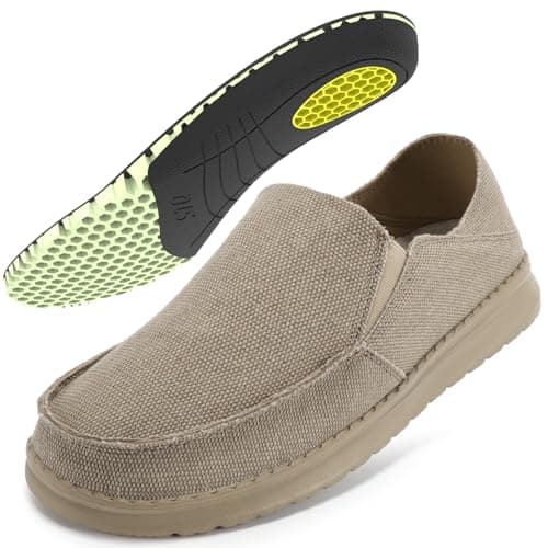 STQ Mens Slip On Shoes with Foldable Back Heel, Arch Suppprt Casual Sneakers for Knee Pain Relief Walking Shoe Brown Size 9.5 - Image 1
