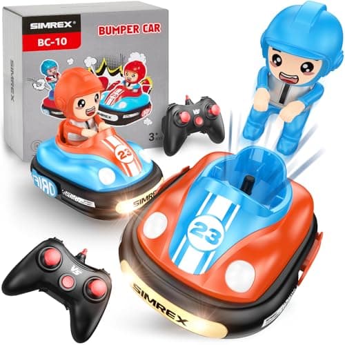 SIMREX 2-Player RC Bumper Cars Set for Kids 3+— Remote Control Battle Cars with LED Lights, Music & Sound, Indoor Play & Party Gift Toys for Boys & Girls - Image 1
