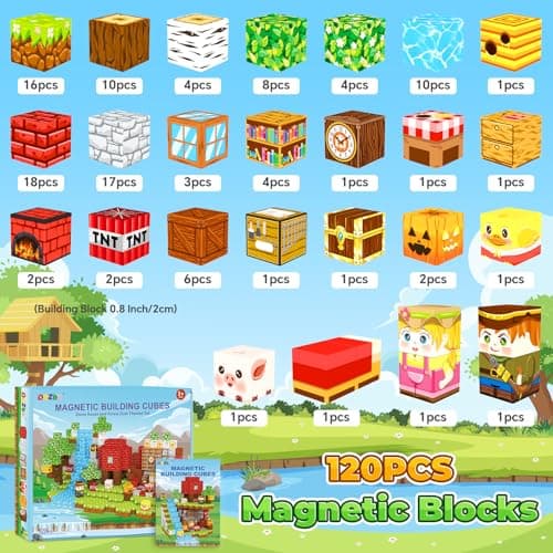 ORZbb Magnetic Blocks Kids Games Building Toys for 3 4 5 6 7 8 9 10 11 12 Year Old Boys Girls, Magnetic Tiles Cubes STEM Sensory Toys for Toddler Travel Party Christmas Birthday Gifts - Thumbnail 2