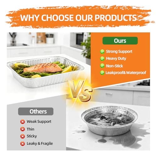 DORARA 20 Pack 9x13 Aluminum Foil Pans with Lids - Disposable Baking Pans, Food Containers, Oven Safe Steam Table Trays for Cooking, Meal Prep, Catering, Party, Storage & Transport - Silver, 2.5" Deep - Thumbnail 5