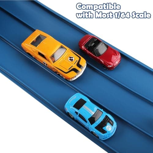 3-Lane Flexible Race Track for Kids 15ft Race Car Track Compatible with Diecast 1/64 Scale Cars, Flexible Car Track Race Ramp Toy with Strong Suction Cups - Thumbnail 5