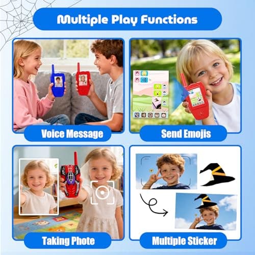 Video Walkie Talkies for Kids 2 Pack Rechargeable with Screen HD Camera &Voice Changer, 1000FT Long Range 2 Way Radio Toys Indoor Outdoor Camping Hiking Toys Birthday Gifts, Spider for Boys Girls 3-12 - Thumbnail 5