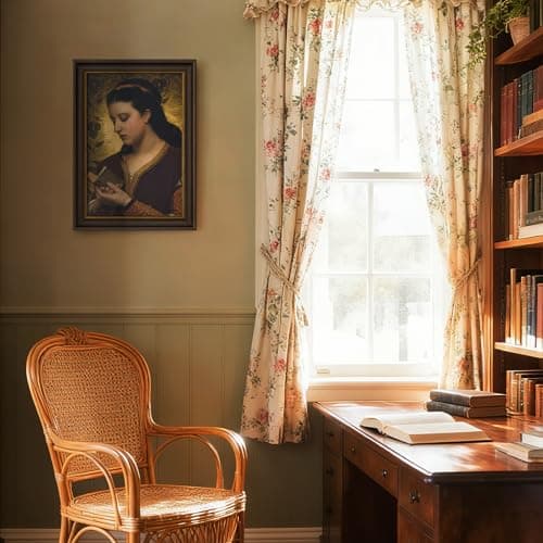 DAJONART Vintage Gold Framed Canvas Book Wall Art,Woman Reading Printed Oil Painting Wall Art, 8 x12 Rustic Gold Framed Canvas Books Posters,Feminist Portrait for Library Bedroom Decor, Gift for Book Lovers - Thumbnail 3