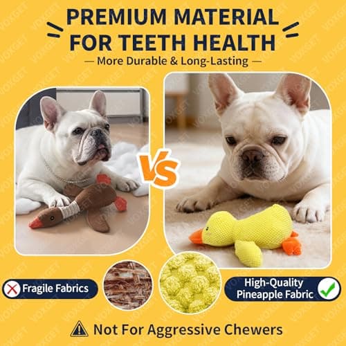 VOXGET Calming Duck Toy for Dogs, 2026 New Interactive Crinkle Toy with Quack Sound for Dogs Teeth, Soft Stuffed Plush Mellow Calming Duck Pillow for Puppy Keep Busy -Yellow, 9"x6"(S) - Thumbnail 4