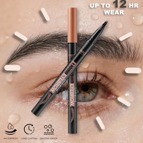 HECI BEAUTY Eyebrow Pen Microblading Liquid Brow Pencil with 3D Fiber Tip, Waterproof Hair Stroke Eyebrow Pen for Sparse Brows, Long Lasting Natural Looking Brows,Soft Black - Thumbnail 6