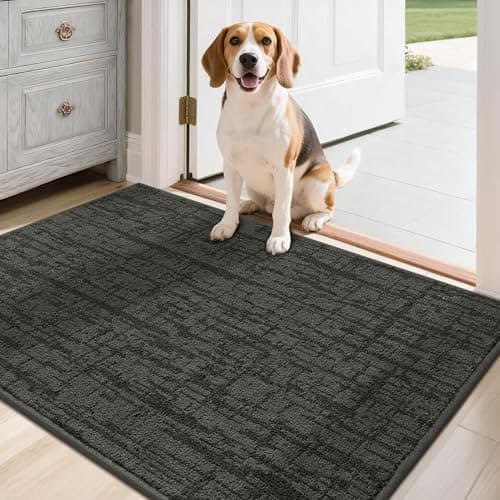 Dirt Trapper Door Mat Non-Slip Washable Entryway Rug,24"x36" Dark Grey - Image 1