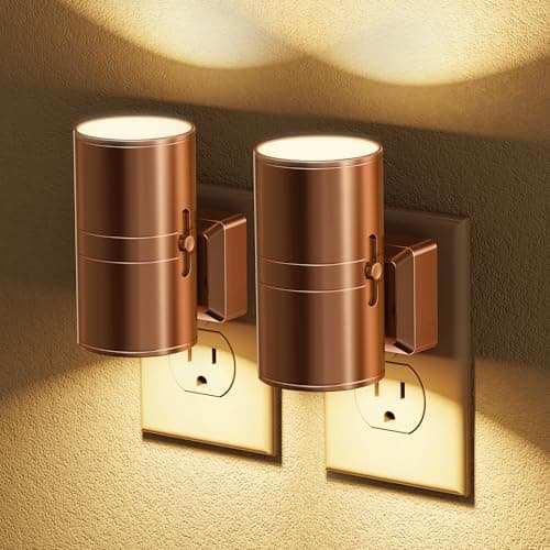JandCase Night Light, LED Night Lights Plug into Wall, 2 Pack Automatic Nightlight with Light Sensor, 3000K Soft White 0-100LM Dimmable Modern Nightlight for Kids Bedroom Hallway
